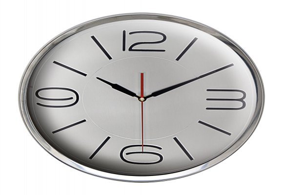 ATHENA305 GÜMÜŞ METAL ÇERÇEVE DUVAR SAATİ (360 MM)