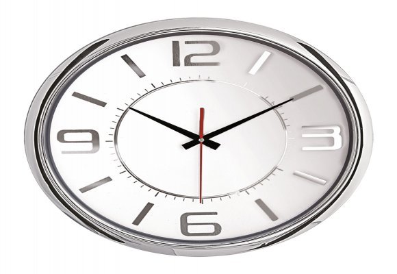 HELLEN404 BEYAZ-GÜMÜŞ METALİZE ÇERÇEVE DUVAR SAATİ (420MM)