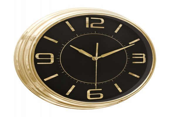 SEZAR401 SİYAH-ALTIN METALİZE ÇERÇEVE DUVAR SAATİ (380 MM)